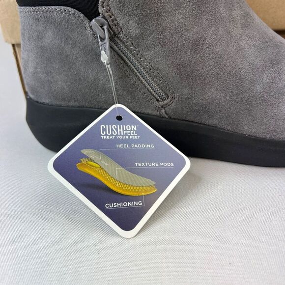 Clarks Kayleigh Mid Ankle‎ Boot w/Side Zip Women's Sz 7.5 M Dark Gray Suede - Picture 4 of 11